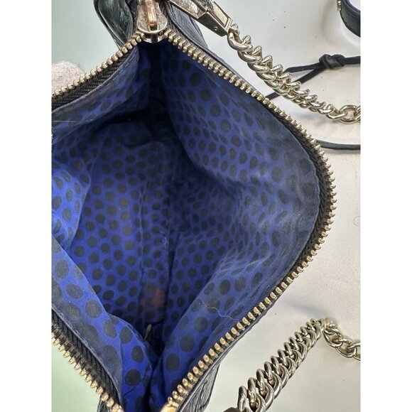 Rebecca-Minkoff-Navy-Leather-Mini-M.A.C-Crossbody-Bag-Gold-Chain-Shoulder - Picture 6 of 7